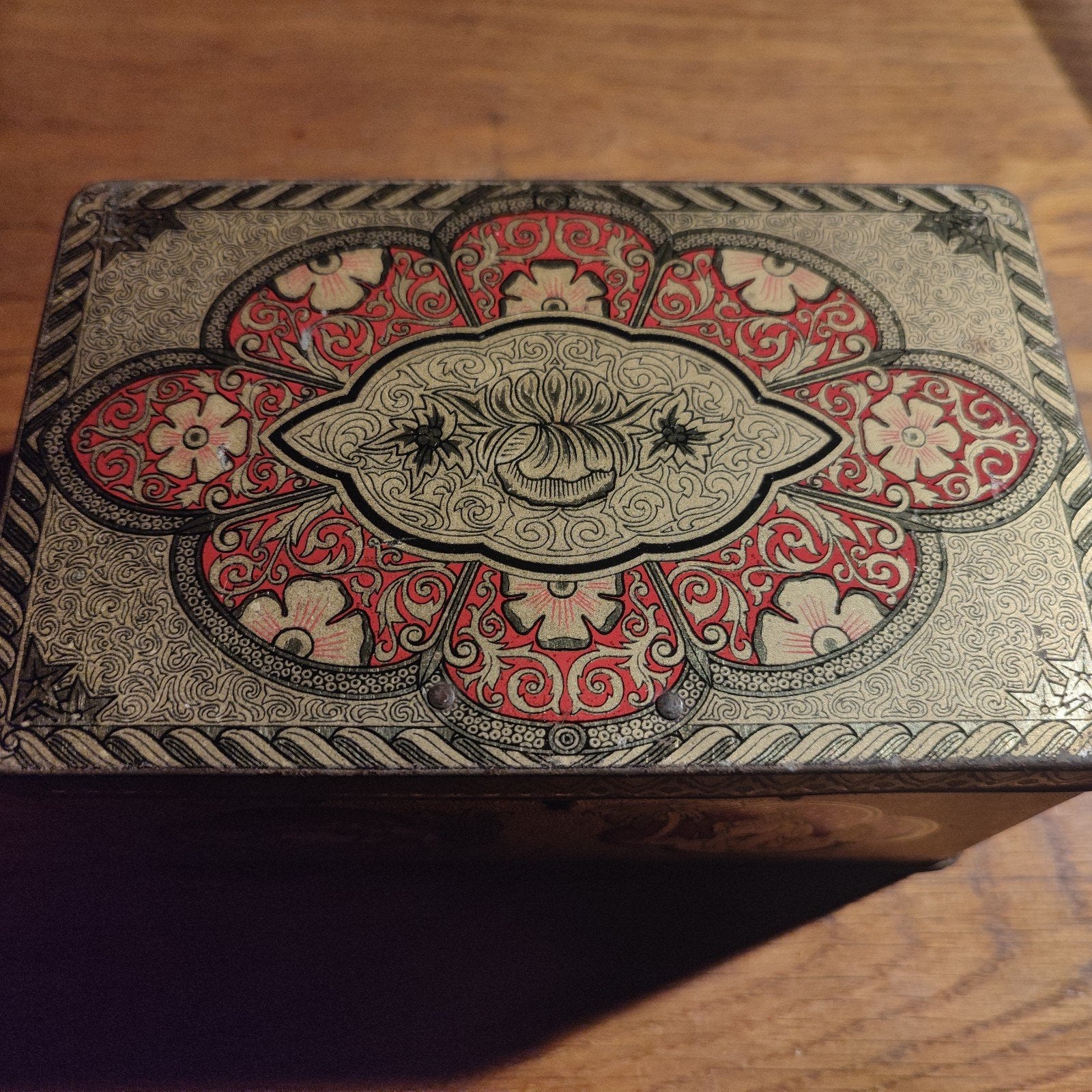 Antieke De Gruyter blikken doos met oosterse decoratie, Ophalen of Verzenden