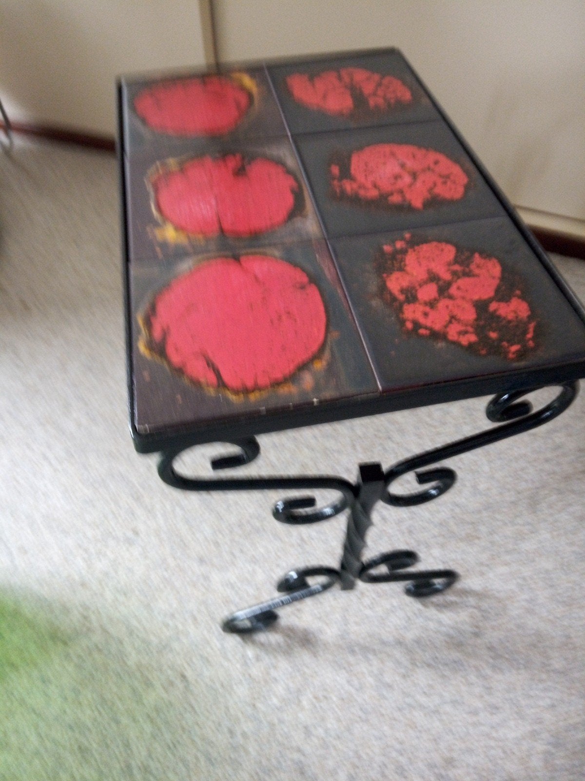 Vintage Plantentafeltje Smeedijzer met Tegels Jaren '70 ZGAN, Huis en Inrichting, Ophalen, Minder dan 45 cm, Minder dan 55 cm