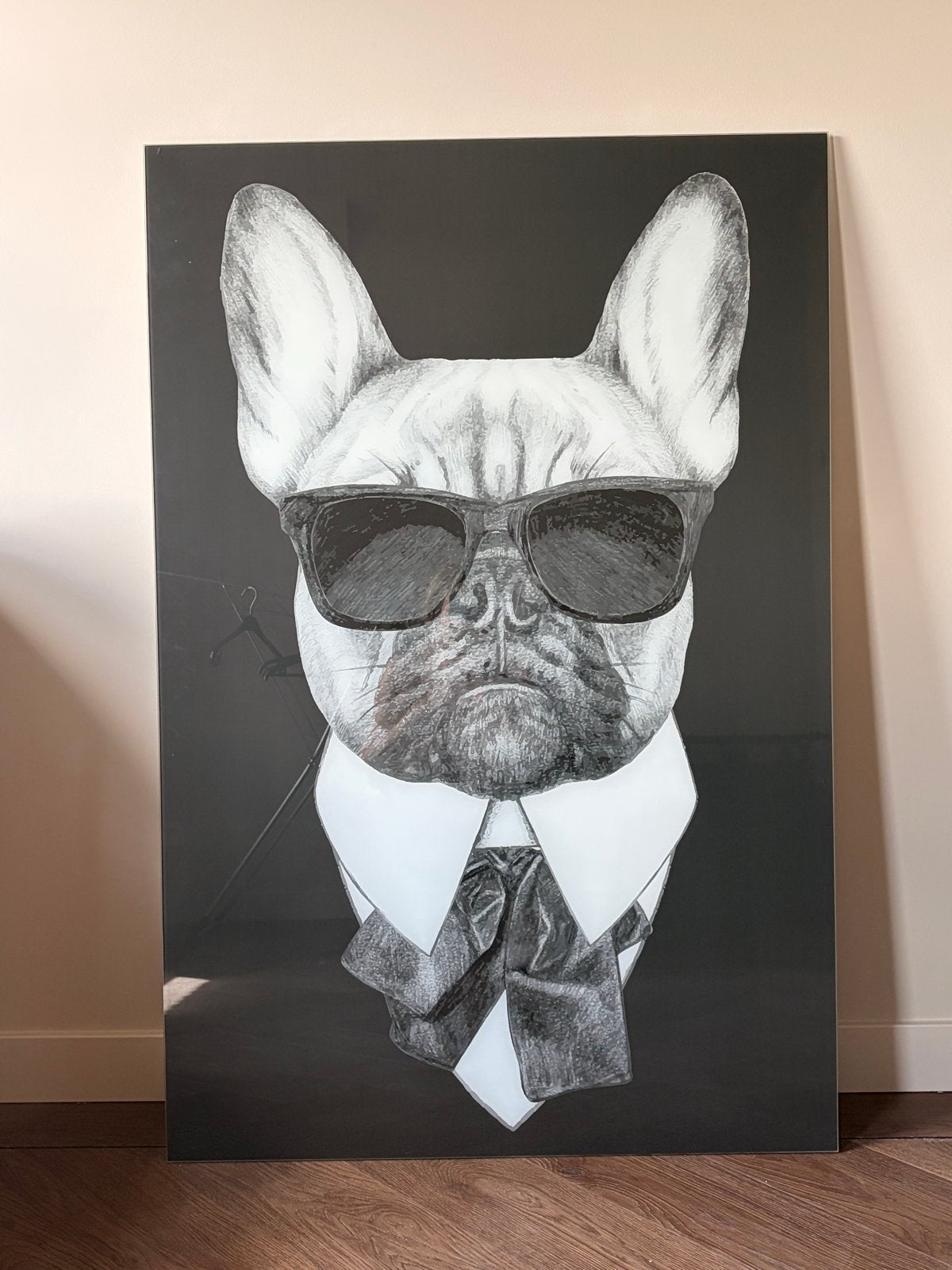 Schilderij glas Franse Bulldog 120x 80, Ophalen, Zo goed als nieuw, 75 tot 100 cm, Schilderij
