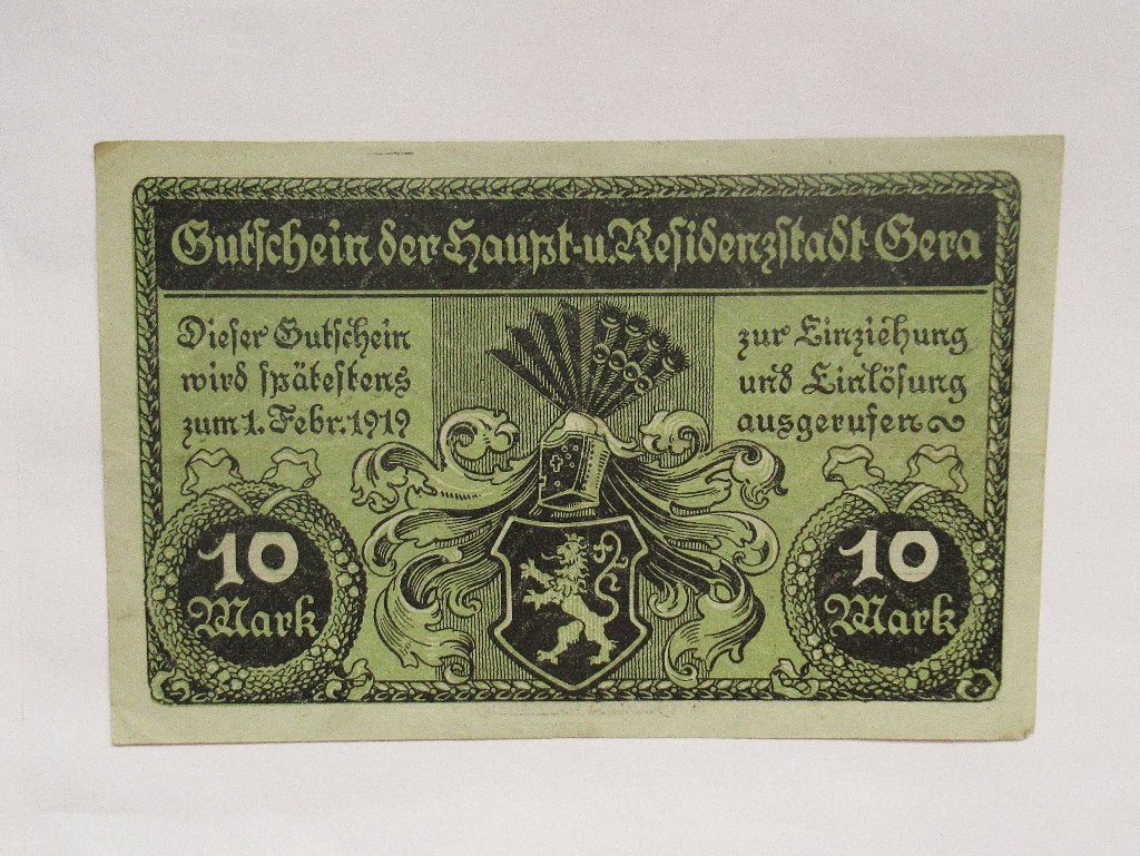Duitsland 10 Mark 1919 gera, Postzegels en Munten, Bankbiljetten | Europa | Niet-Eurobiljetten, Verzenden, Duitsland