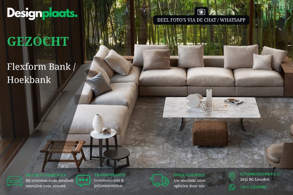 GEZOCHT: Flexform Bank / Hoekbank — Direct Inkoop, Www.designplaats.nl, Vierpersoons of meer, Design Bank Bankstel Zetel Flexform