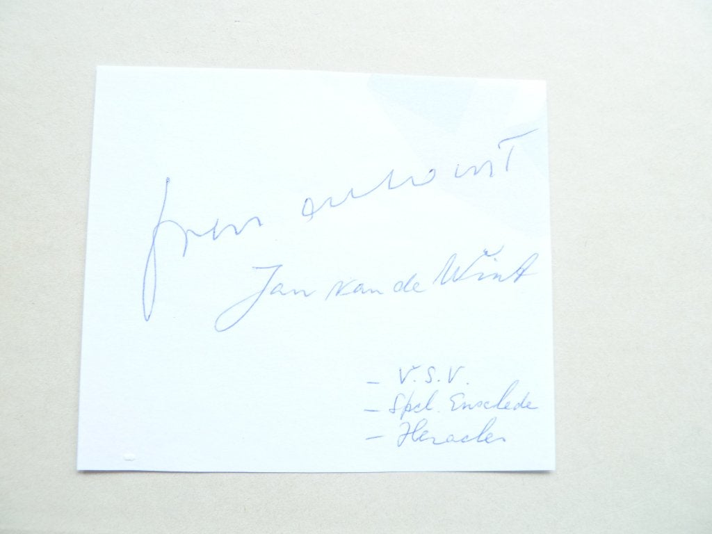 Handtekening.  Jan.v.d.Wint.  Sc Enschede - Heracles, Ophalen of Verzenden, Zo goed als nieuw, Overige binnenlandse clubs, Overige typen