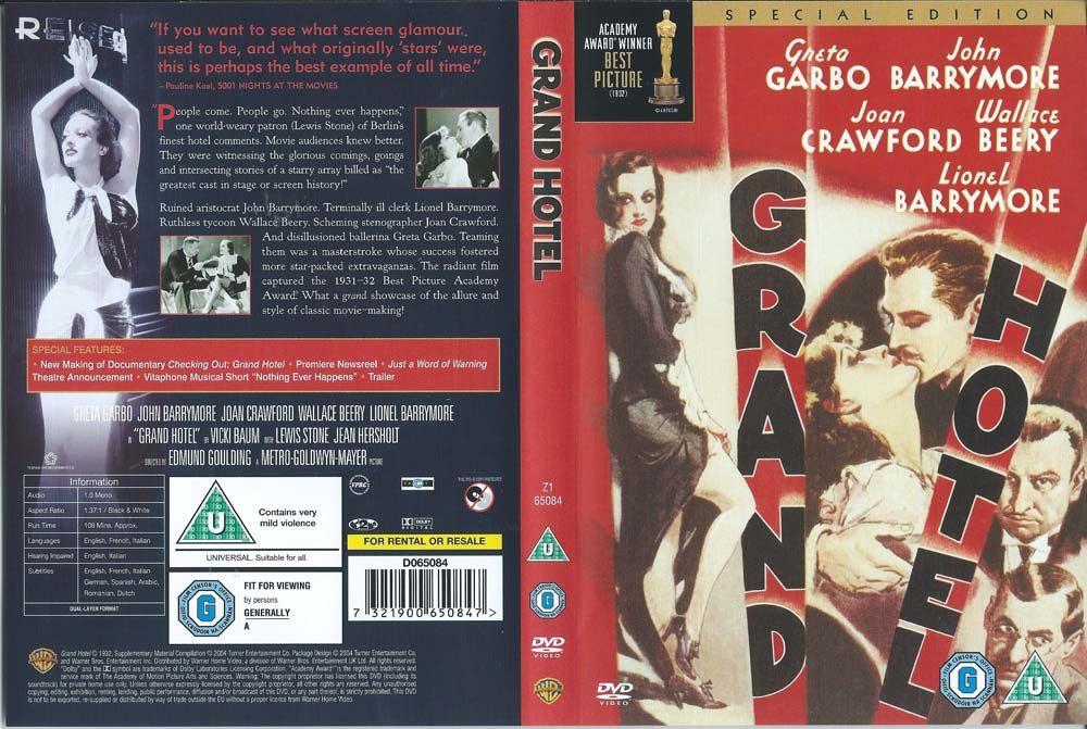 Grand Hotel 1932 DVD met Greta Garbo, John Barrym, Alle leeftijden, Ophalen of Verzenden, Zo goed als nieuw, Komedie