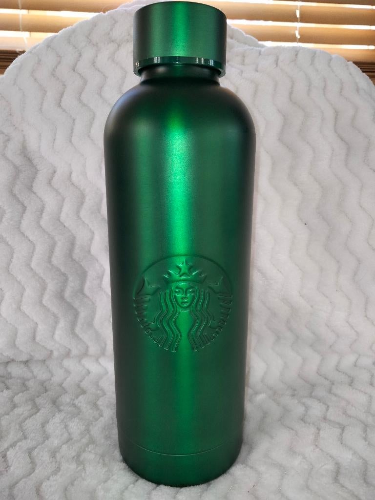 Starbucks waterfles/thermosfles metallic groen, Ophalen of Verzenden, Zo goed als nieuw, Gebruiksvoorwerp