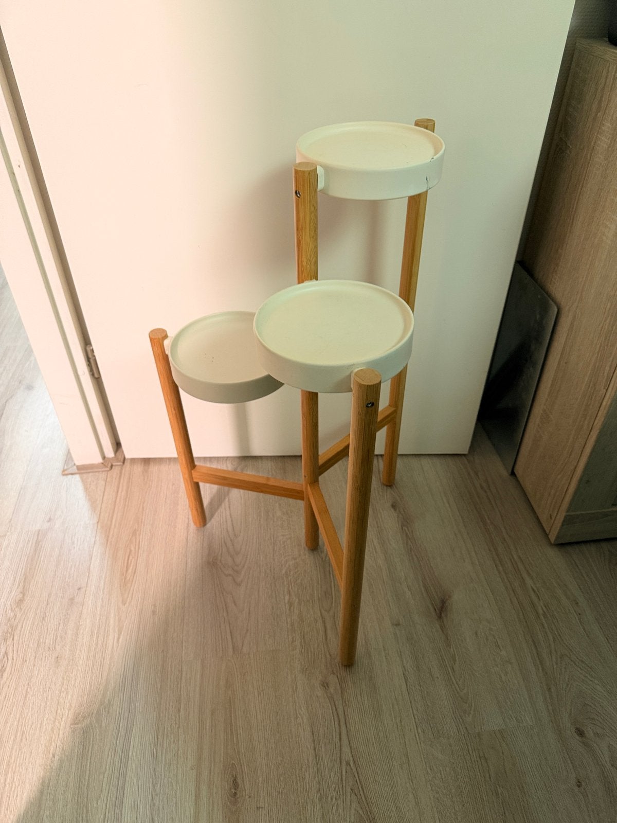 IKEA SATSUMAS Plantenstandaard - Hout en Wit, Ophalen, Hout, Gebruikt, Wit
