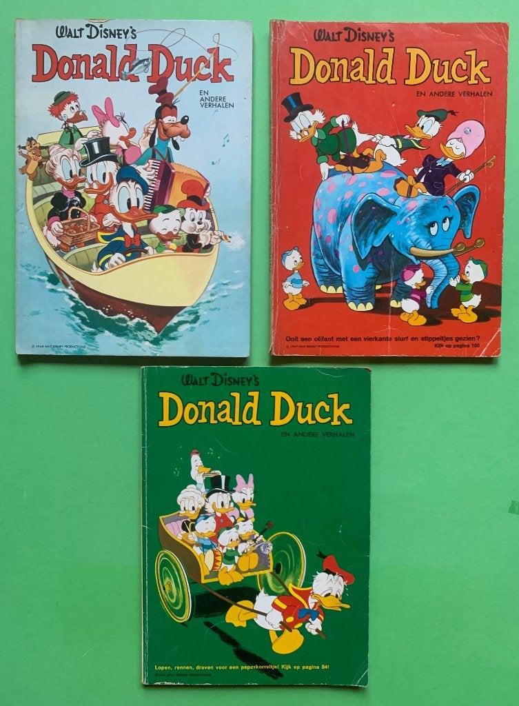 3 Oude Donald Duck strips uit 1968 1969 en 1970, Gelezen, Walt Disney, Ophalen of Verzenden, Meerdere stripboeken