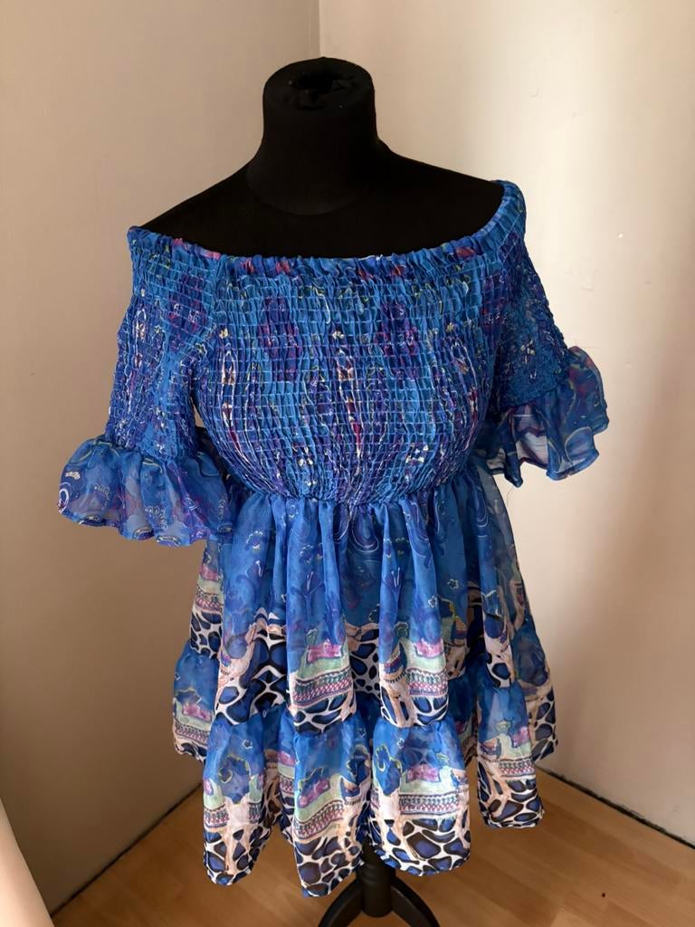Antica Sartoria blauw zomers strand jurkje mt M NIEUW, Maat 38/40 (M), Blauw, Nieuw, Ophalen of Verzenden
