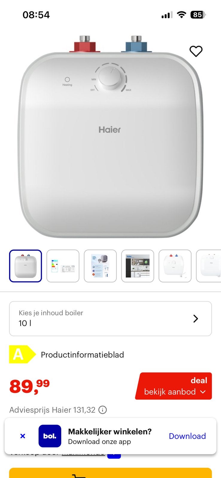 Keukenboiler 10 liter, Minder dan 20 liter, Ophalen, Zo goed als nieuw, Boiler
