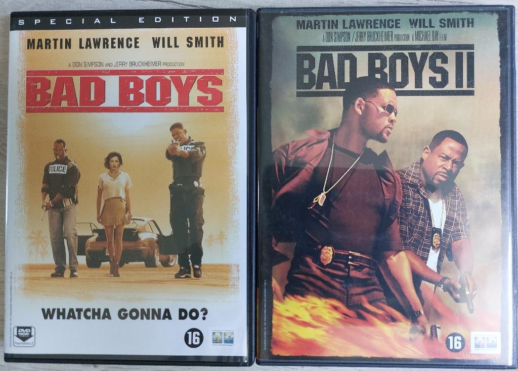 DVD's Bad Boys & Bad Boys II, Vanaf 16 jaar, Ophalen, Zo goed als nieuw, Actiekomedie