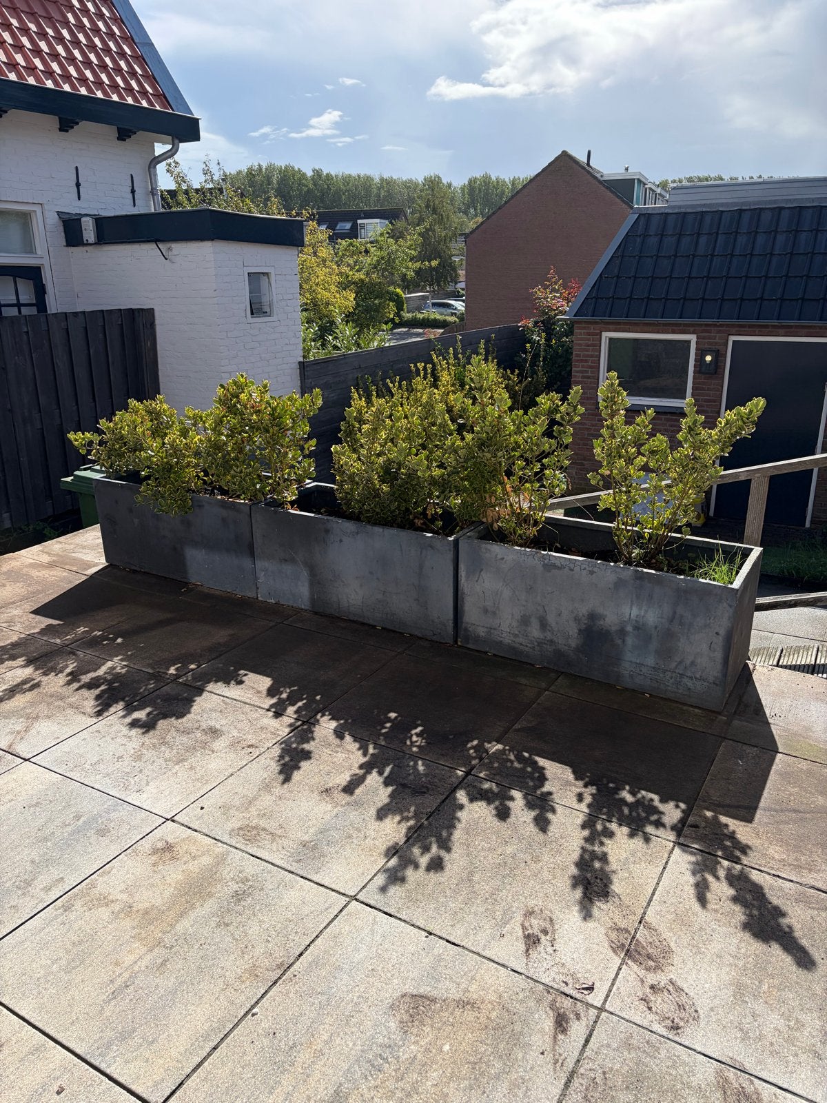 Grote betonnen/polyester plantenbakken voor buiten, Gebruikt, 100 cm of meer, Balkon, Ophalen of Verzenden