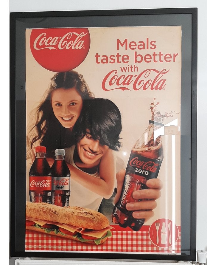 Reclamebord Coca-Cola Zero, Ophalen, Gebruikt, Reclamebord