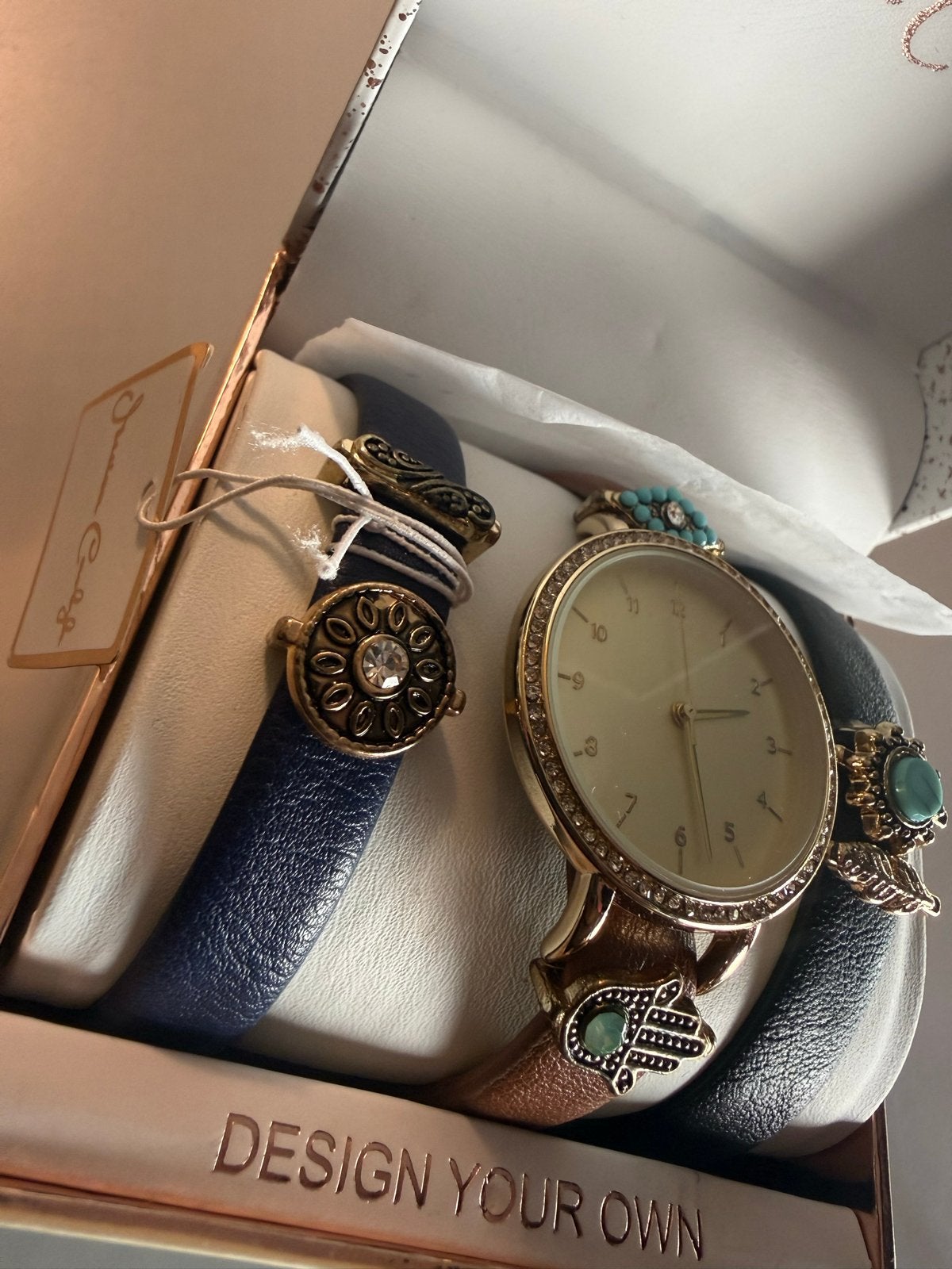 Jessica Carlyle Horloge met verwisselbare bandjes, Overige merken, Overige materialen, Leer, Polshorloge