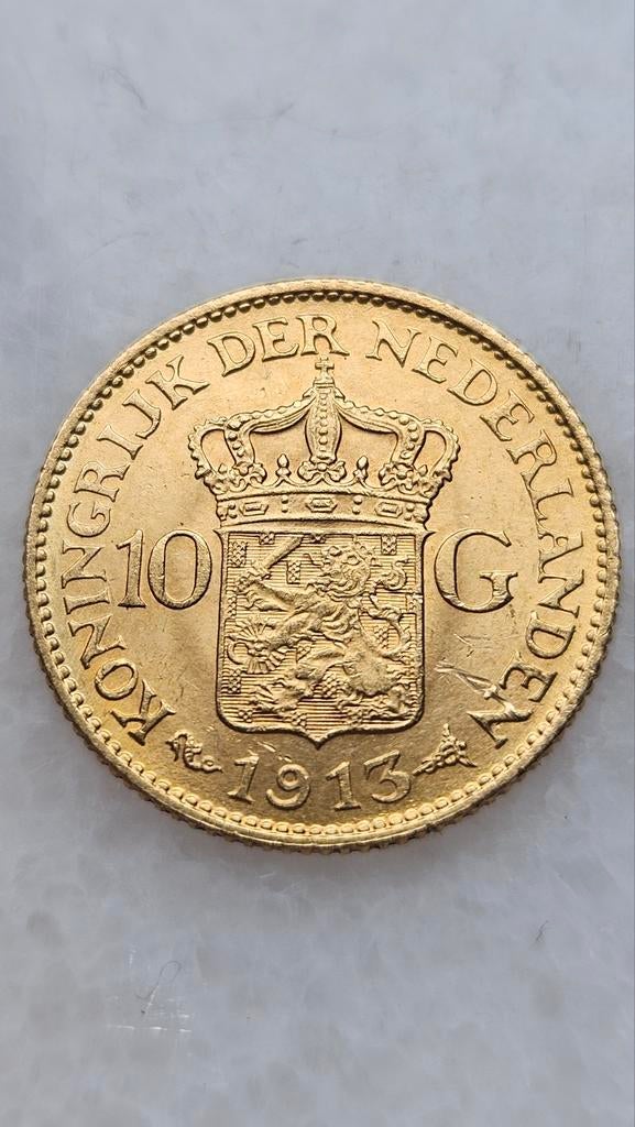 Gouden tientje 1913, Postzegels en Munten, Munten | Nederland, Ophalen of Verzenden, Koningin Wilhelmina, 10 gulden, Goud