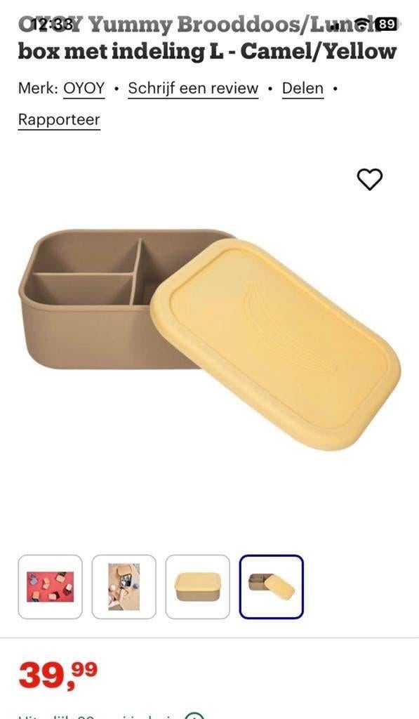 Nieuwe siliconen broodtrommel met vakken en leuke print, Broodtrommel, Ophalen of Verzenden, Nieuw, Rubber/elastomeren