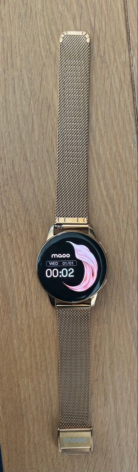 Maoo Smartwatch met Oplader - Goudkleurig, Universeel, Gebruikt, Ophalen of Verzenden, Oplaadkabel
