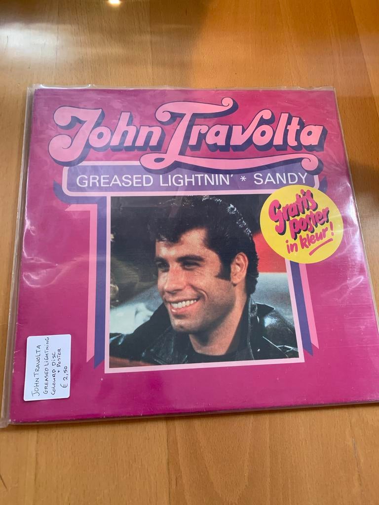 John Travolta - Greased Lightnin' / Sandy (Gekleurd Vinyl), 7 inch, Colored vinyl, Ophalen of Verzenden, 1970 - 1979