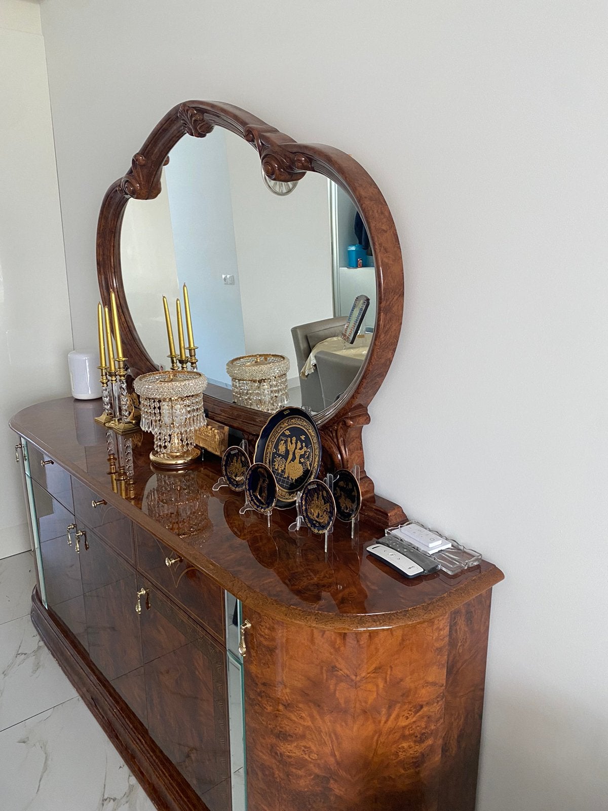 Dressoir 2 meter met spiegel, Ophalen of Verzenden, Rechthoekig