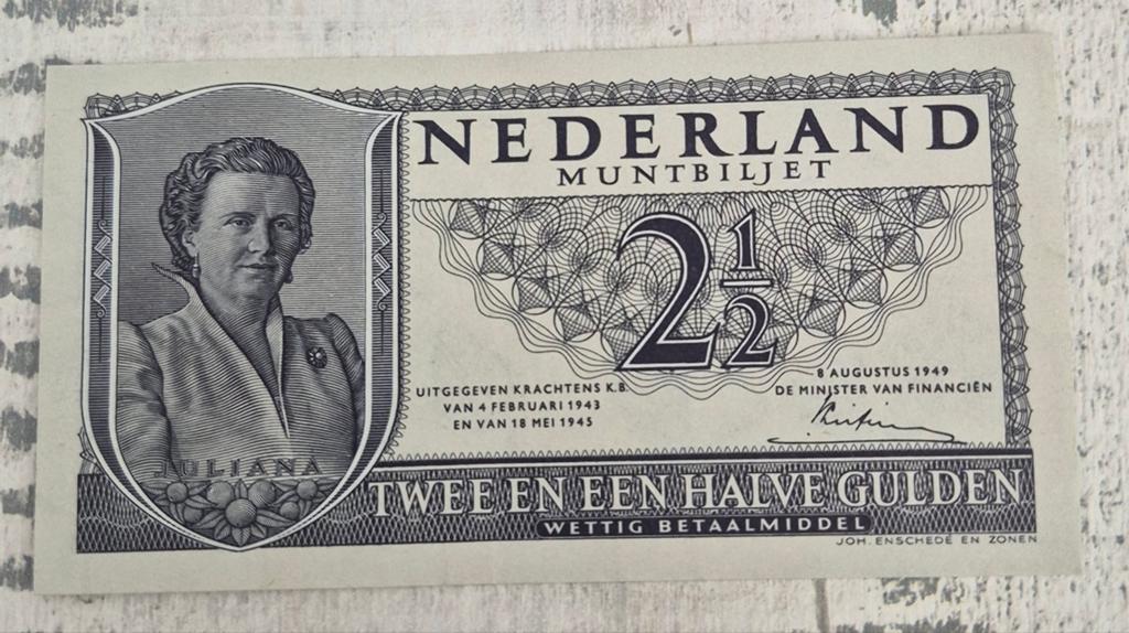 NEDERLAND 2½ Gulden Muntbiljet Juliana 1949 UNC, Postzegels en Munten, Bankbiljetten | Nederland, Ophalen of Verzenden, 2½ gulden