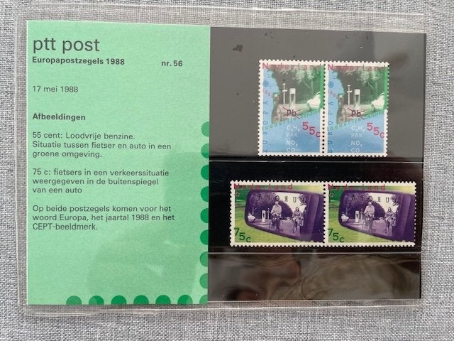 Postzegelmapje PZM56 Europa, transport en milieu 1988, Ophalen of Verzenden, Postfris, Overige thema's