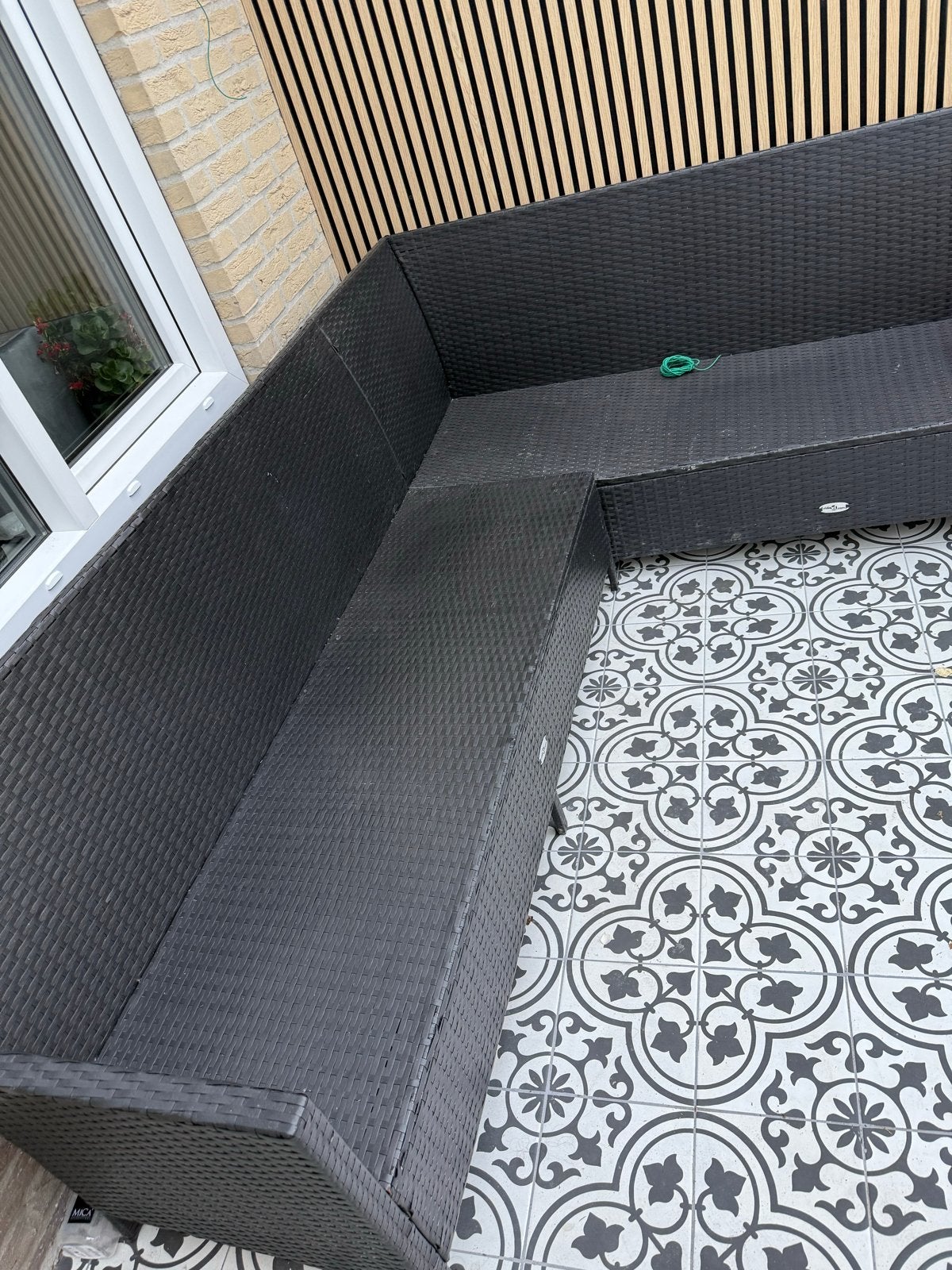 Zwarte Wicker Loungeset met klein niveauverschil, Ophalen, 4 zitplaatsen, Gebruikt, Loungeset