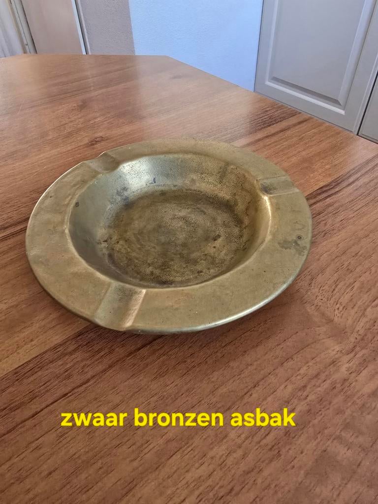 Zware bronzen asbak - Vintage en robuust, Ophalen of Verzenden, Brons