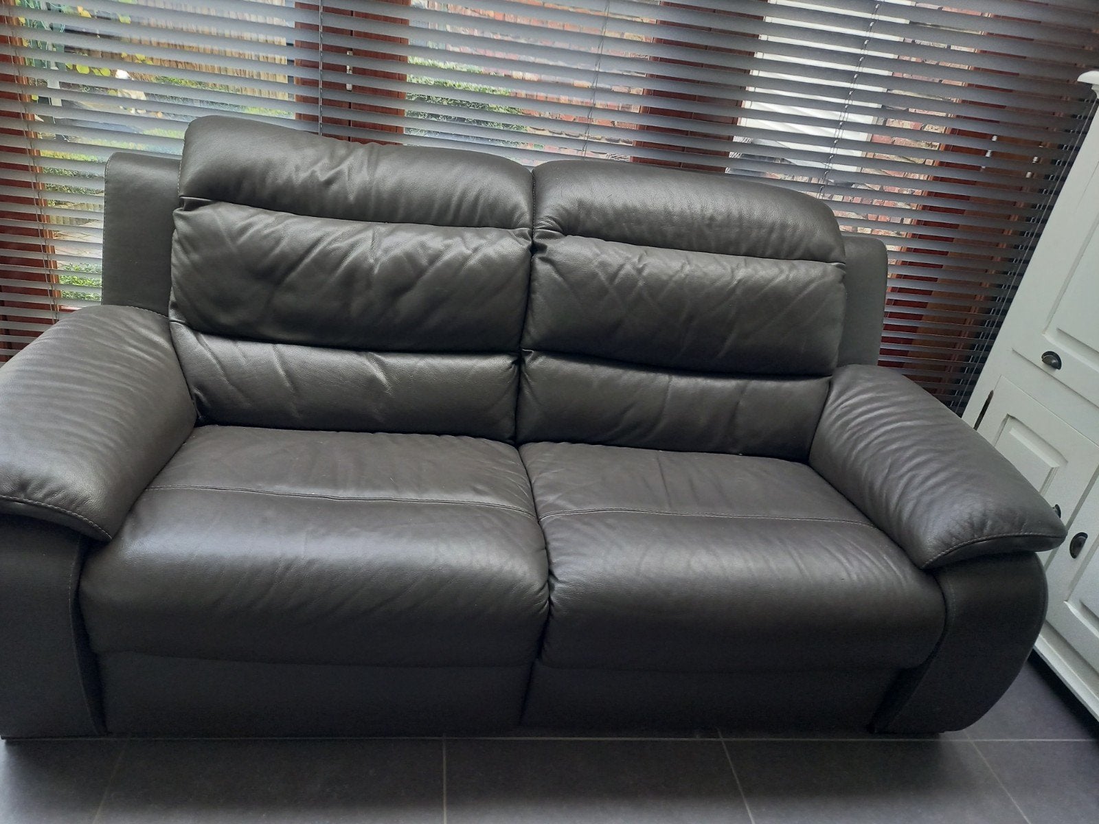 2,5 zits bankstel. Italië leder.half relax, Ophalen, 75 tot 100 cm