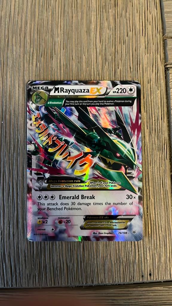 M Rayquaza EX 76/108 2015 pokemon, Ophalen of Verzenden, Zo goed als nieuw, Losse kaart, Foil