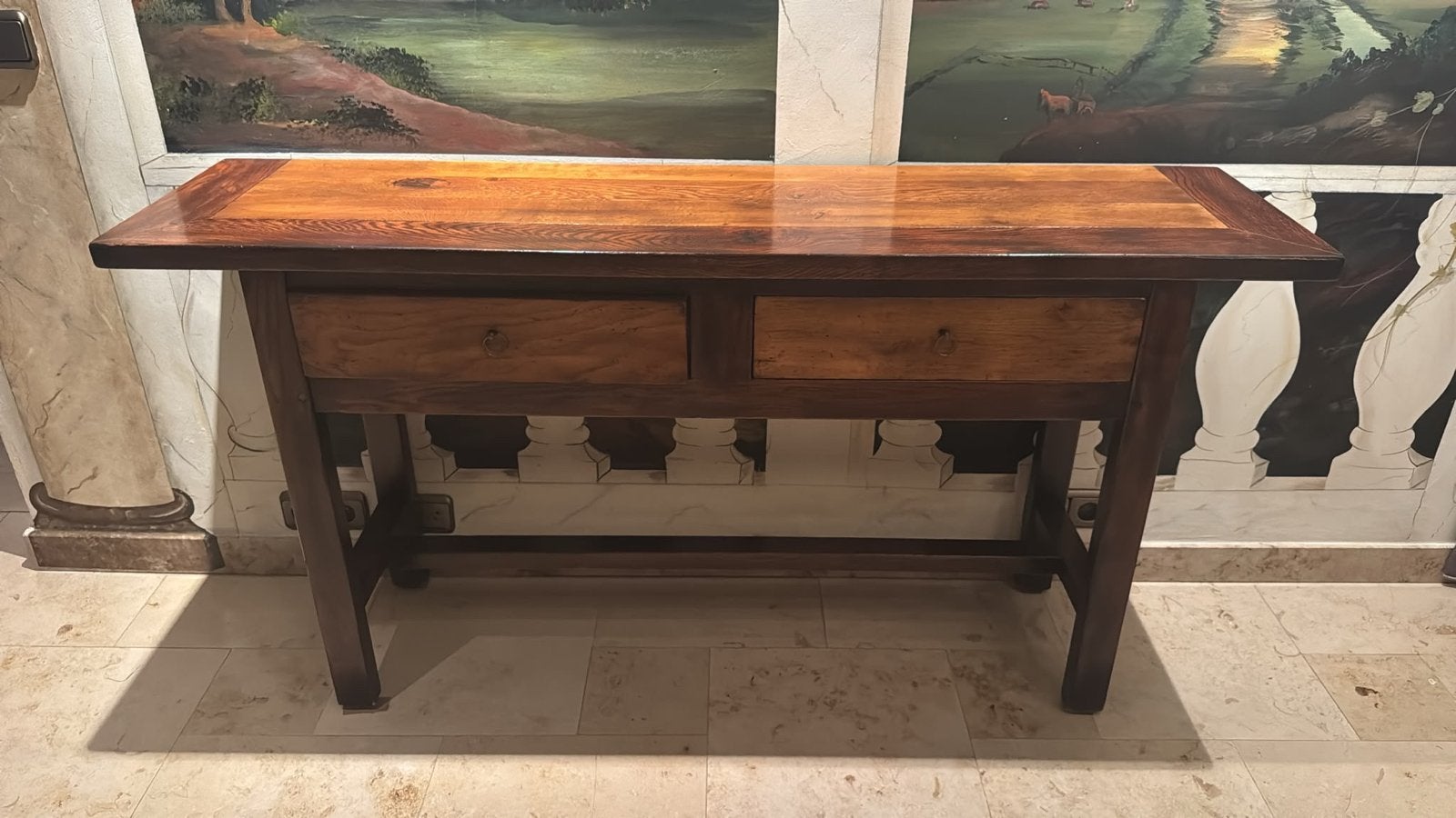 Antieke houten console tafel met lades, Antiek en Kunst, Ophalen of Verzenden