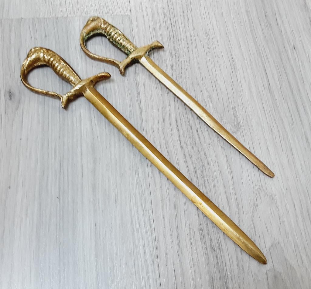 2 messing zwaard briefopeners, Ophalen of Verzenden
