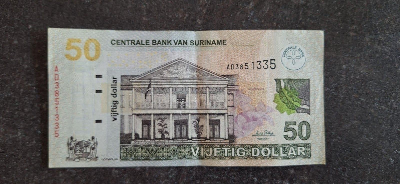 Suriname 50 Dollar november 2004, Ophalen of Verzenden, Zuid-Amerika