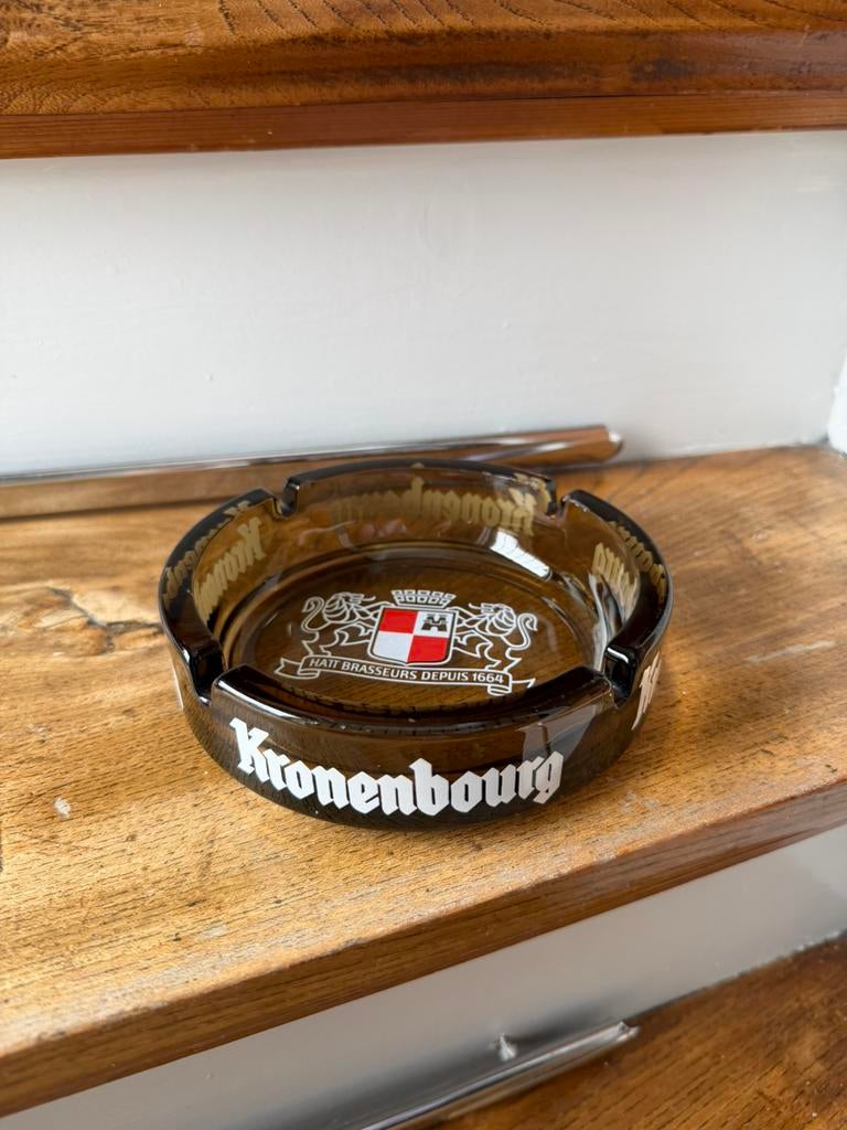 Asbak glas Kronenbourg (vintage), Ophalen of Verzenden, Zo goed als nieuw, Asbak