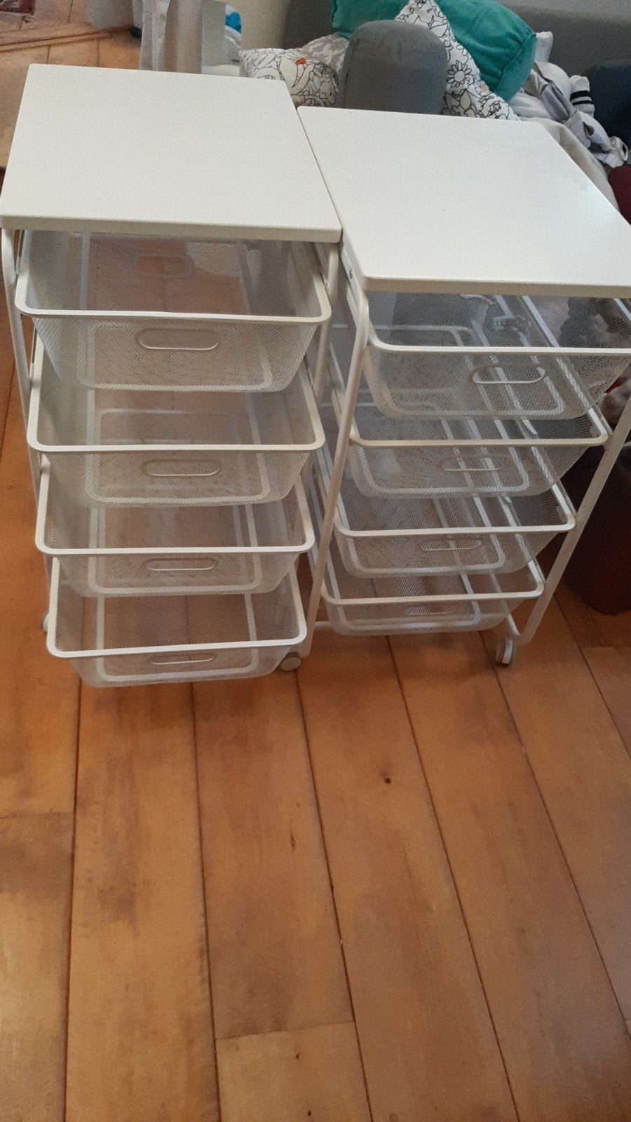 2x IKEA HELMER ladeblokken op wielen, wit, Ophalen, Gebruikt