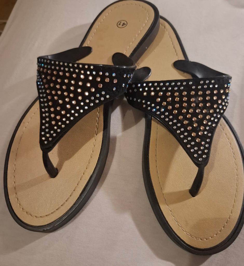 Zwart met bling leuke teenslipper nieuw mt 39, Ophalen of Verzenden, Nieuw, Zwart