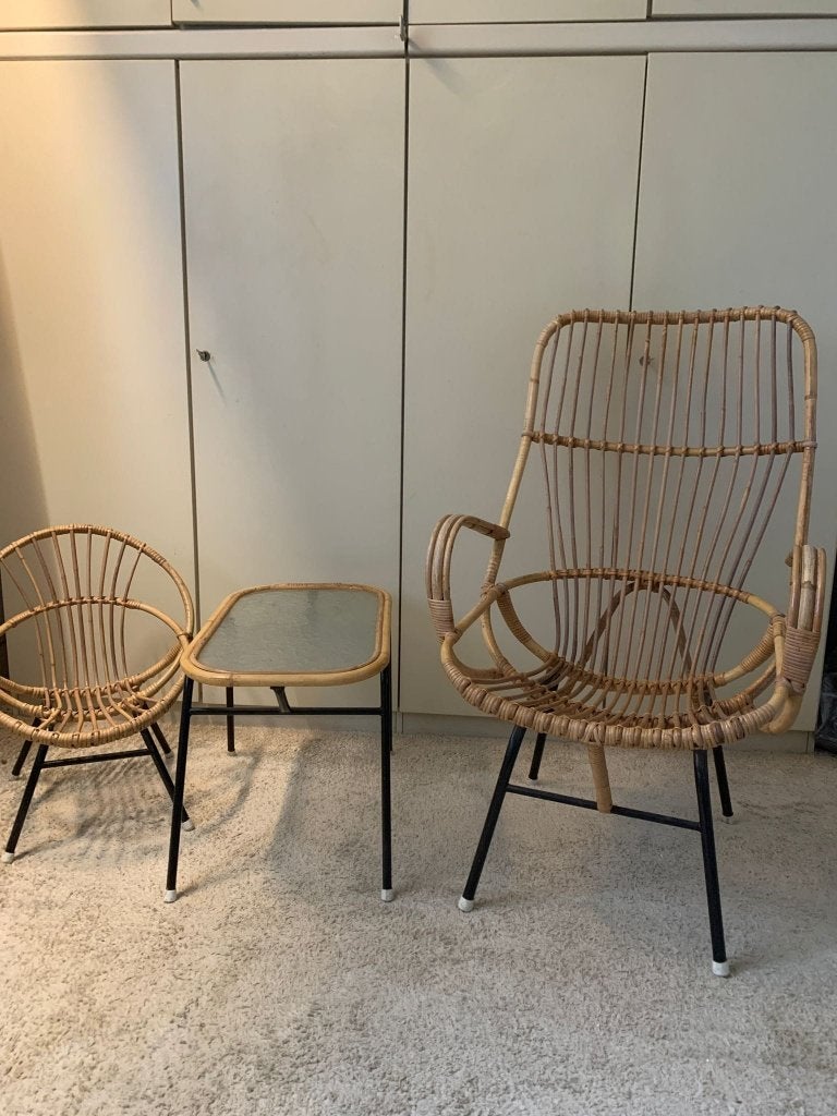 Rotan stoelen en bijzettafel set, Ophalen, Huis en Inrichting