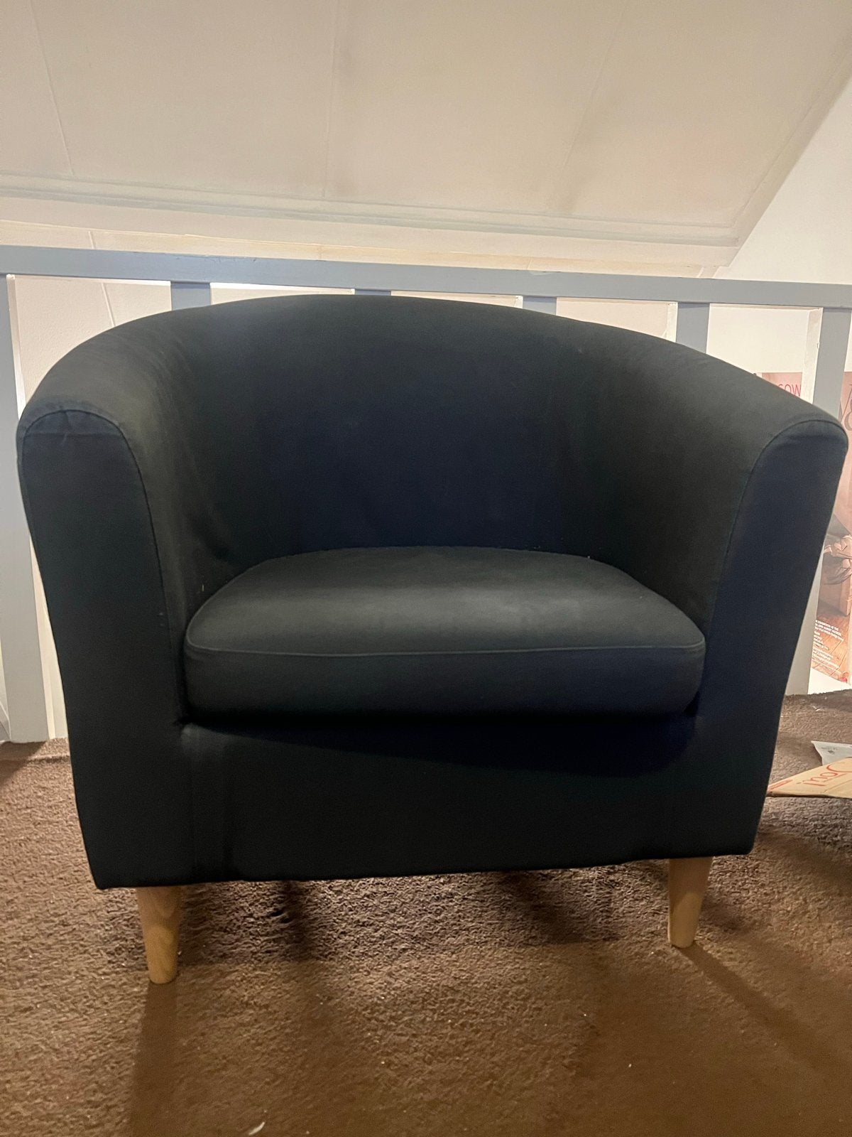 Ikea Tullsta fauteuil in donkerblauw/grijs, Huis en Inrichting, Fauteuils, Ophalen, 75 tot 100 cm, Zo goed als nieuw, 75 tot 100 cm