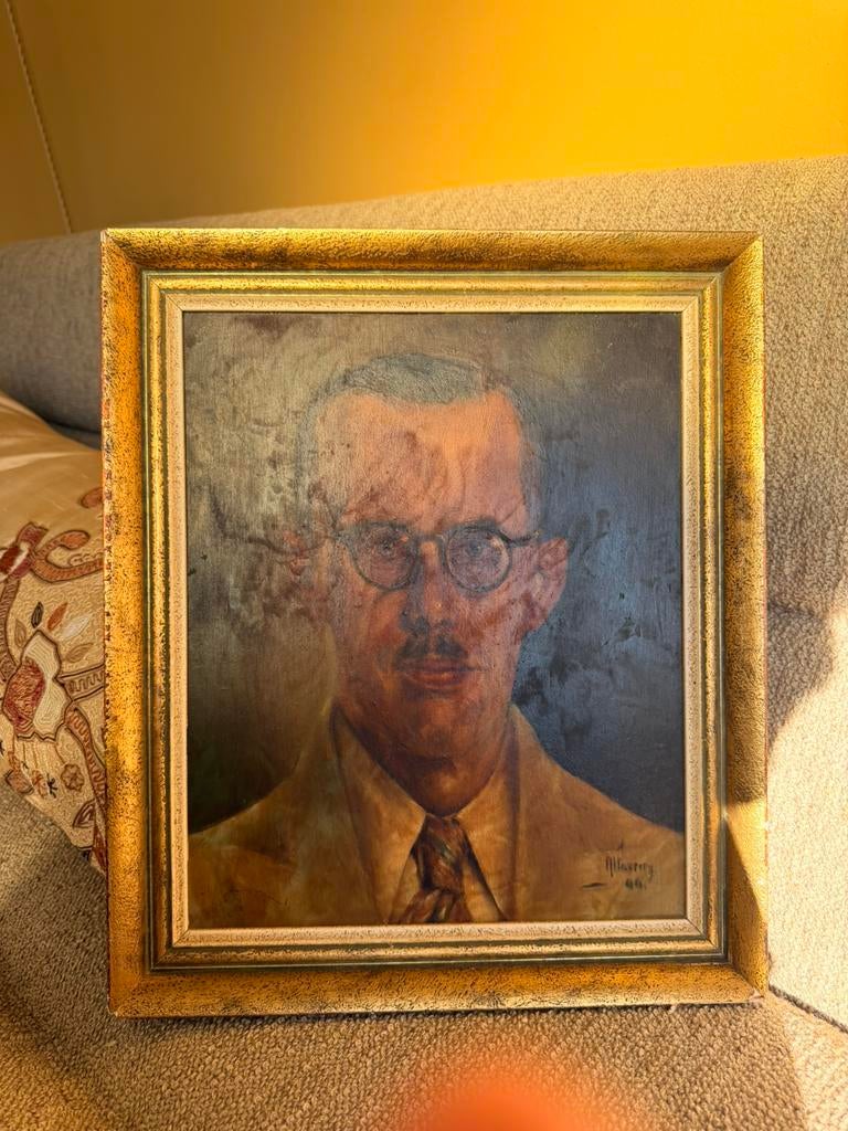 Olieverf schilderij op paneeltje, portret van een man, Verzenden