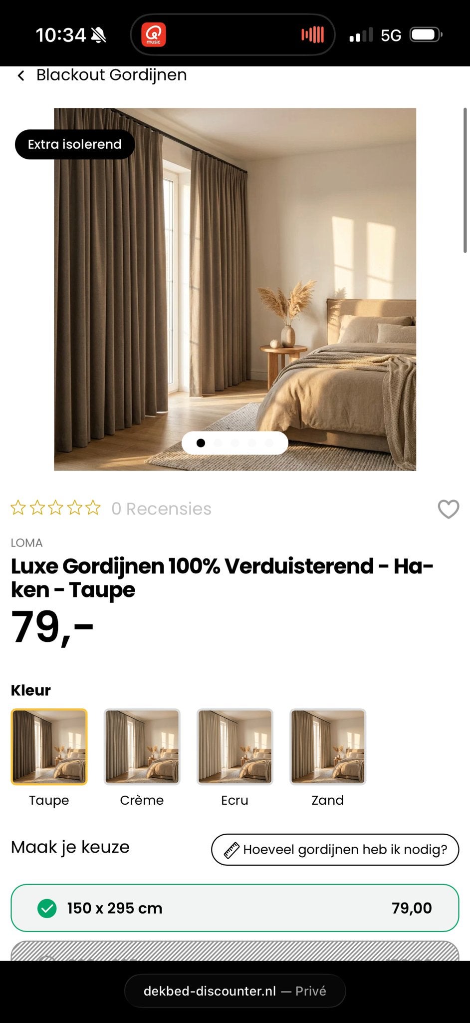 Luxe Verduisterende Gordijnen - Taupe (150x295 cm), Isolerend, Bruin, Nieuw, Ophalen of Verzenden