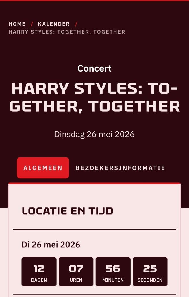 4 kaarten General Admission Harry Styles 26 mei, Drie personen of meer, Mei