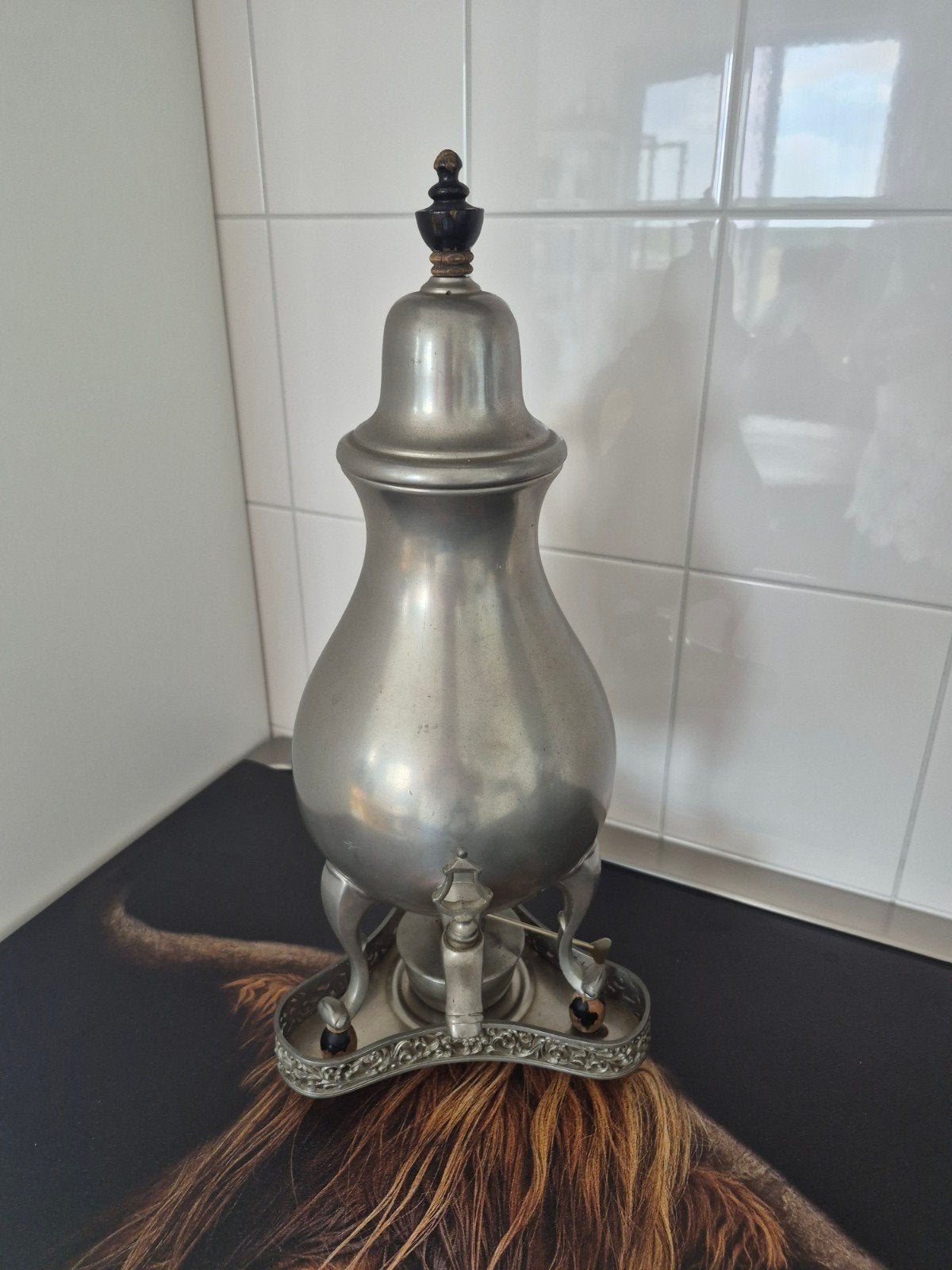 Antieke Tinnen Kraantjespot - Thee/Koffiekan, Antiek en Kunst, Ophalen of Verzenden