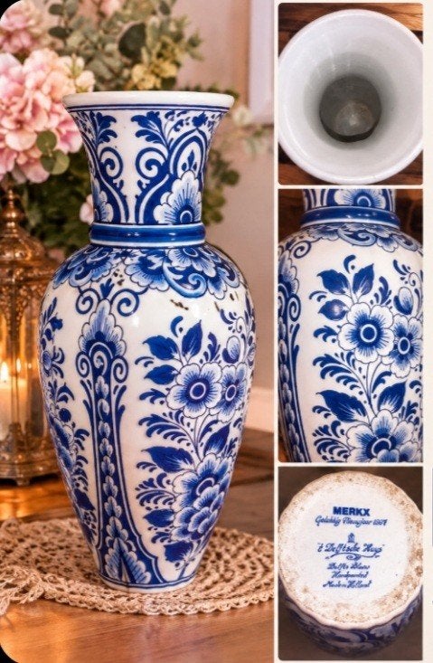 Delfts Blauwe Vaas 't Delftsche Huys - Handgeschilderd 1997, Ophalen of Verzenden