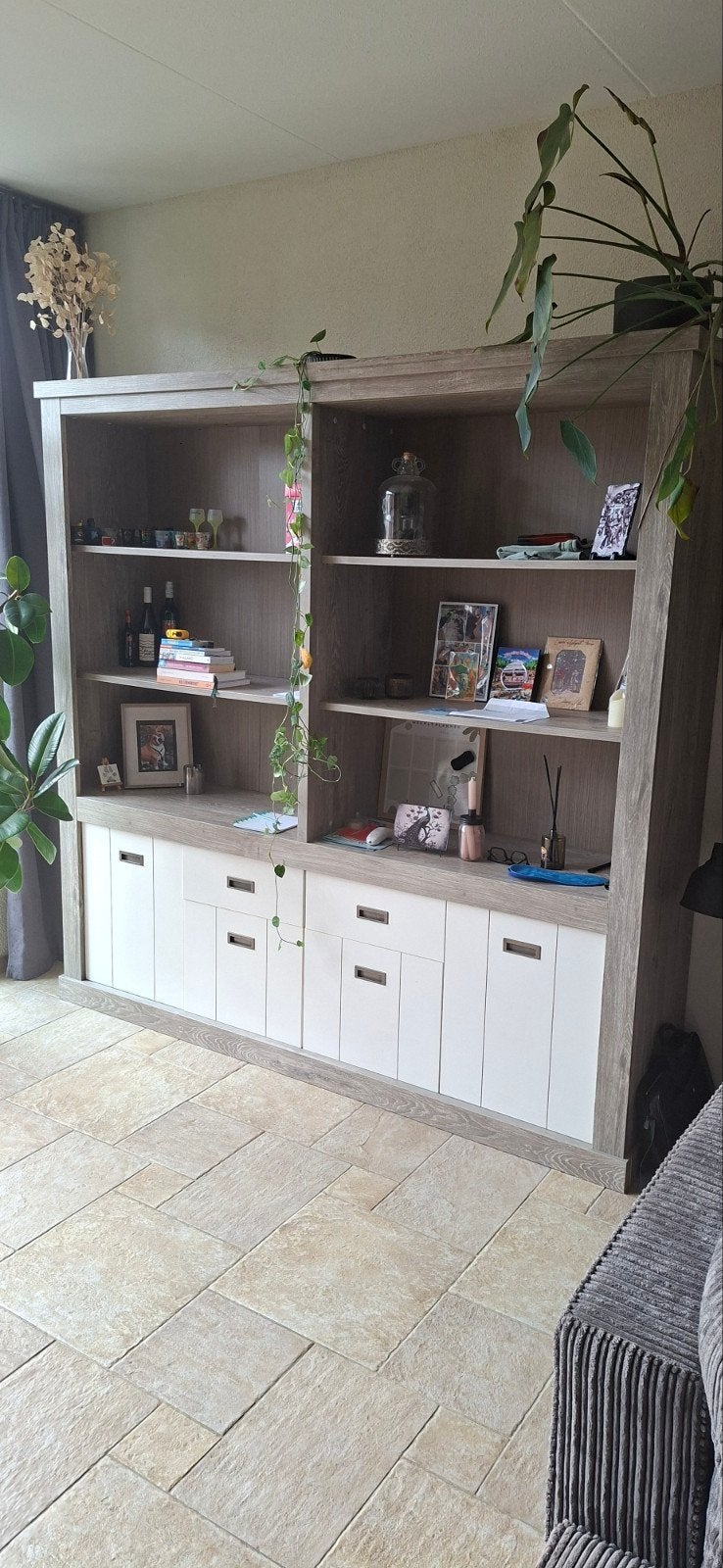 Moderne boekenkast/tv-meubel set - zo goed als nieuw, 200 cm of meer, Ophalen of Verzenden, Zo goed als nieuw, 200 cm of meer