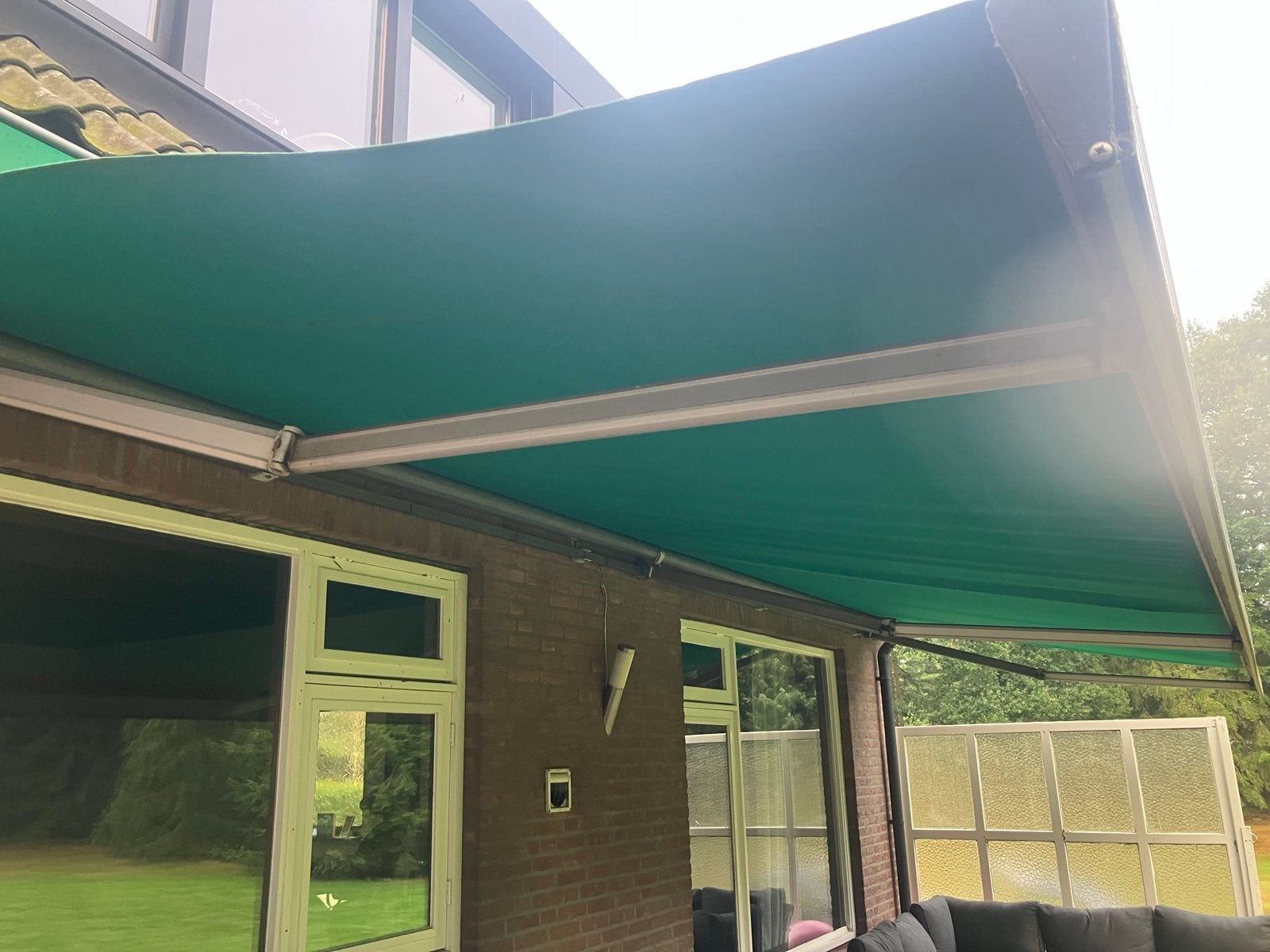 Handmatig zonnescherm 7.40m breed, 2.5m uitval, Ophalen, Gebruikt, 450 cm of meer, 150 tot 300 cm