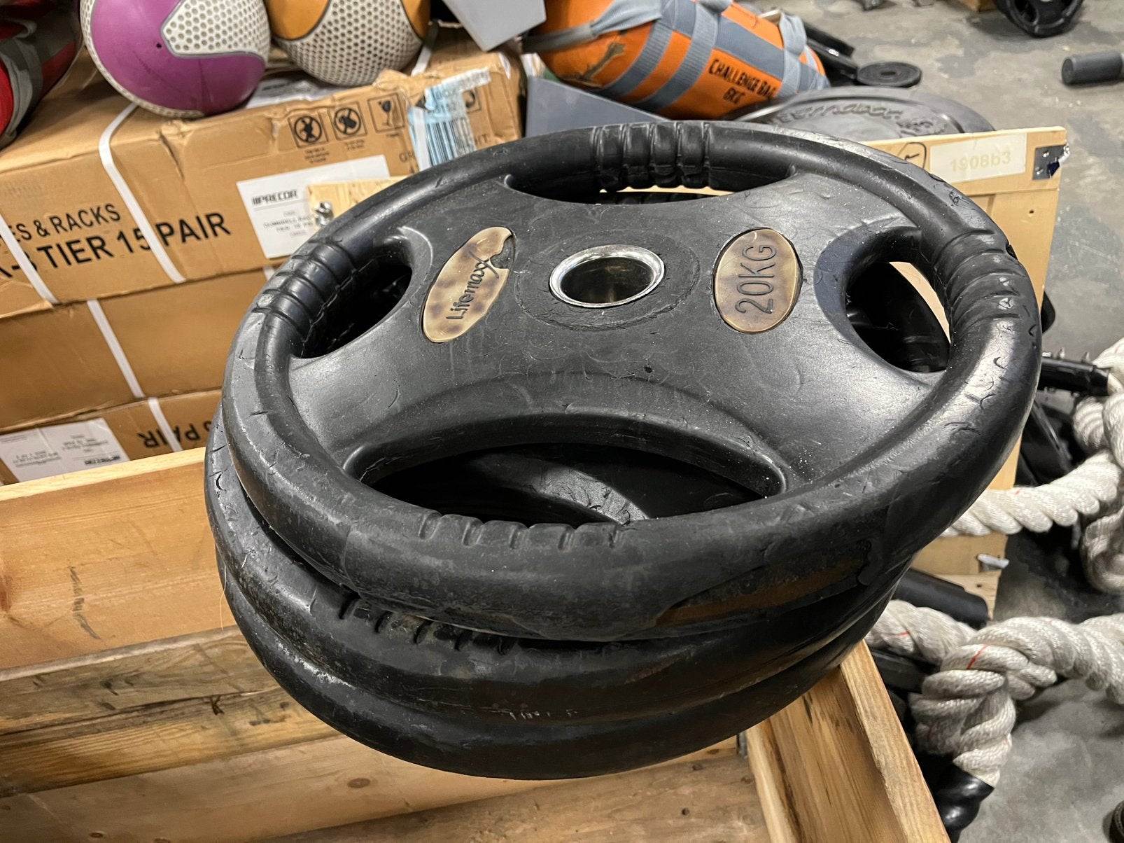 10 x 20 kg 10 x 10 kg lifemaxx olympische halter schijven 50, Ophalen, Halterschijven, Gebruikt, Halter schijven