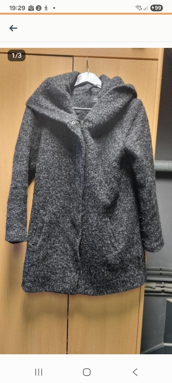Only winterjas zwart/grijs met muts, maat L, Kleding | Dames, Jassen | Winter, Only, Meerkleurig, Maat 42/44 (L), Ophalen of Verzenden