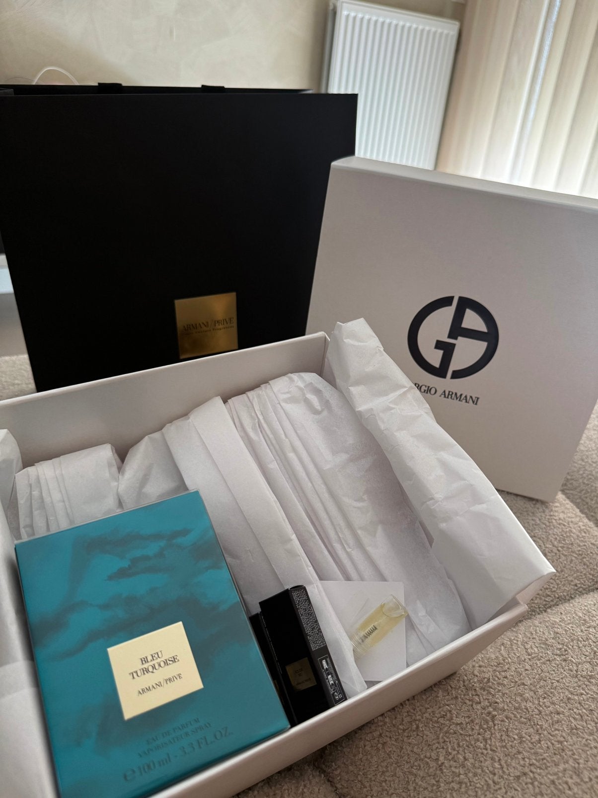 Giorgio Armani prive collectie Bleu Turquoise, Ophalen of Verzenden, Nieuw, Parfumfles, Gevuld