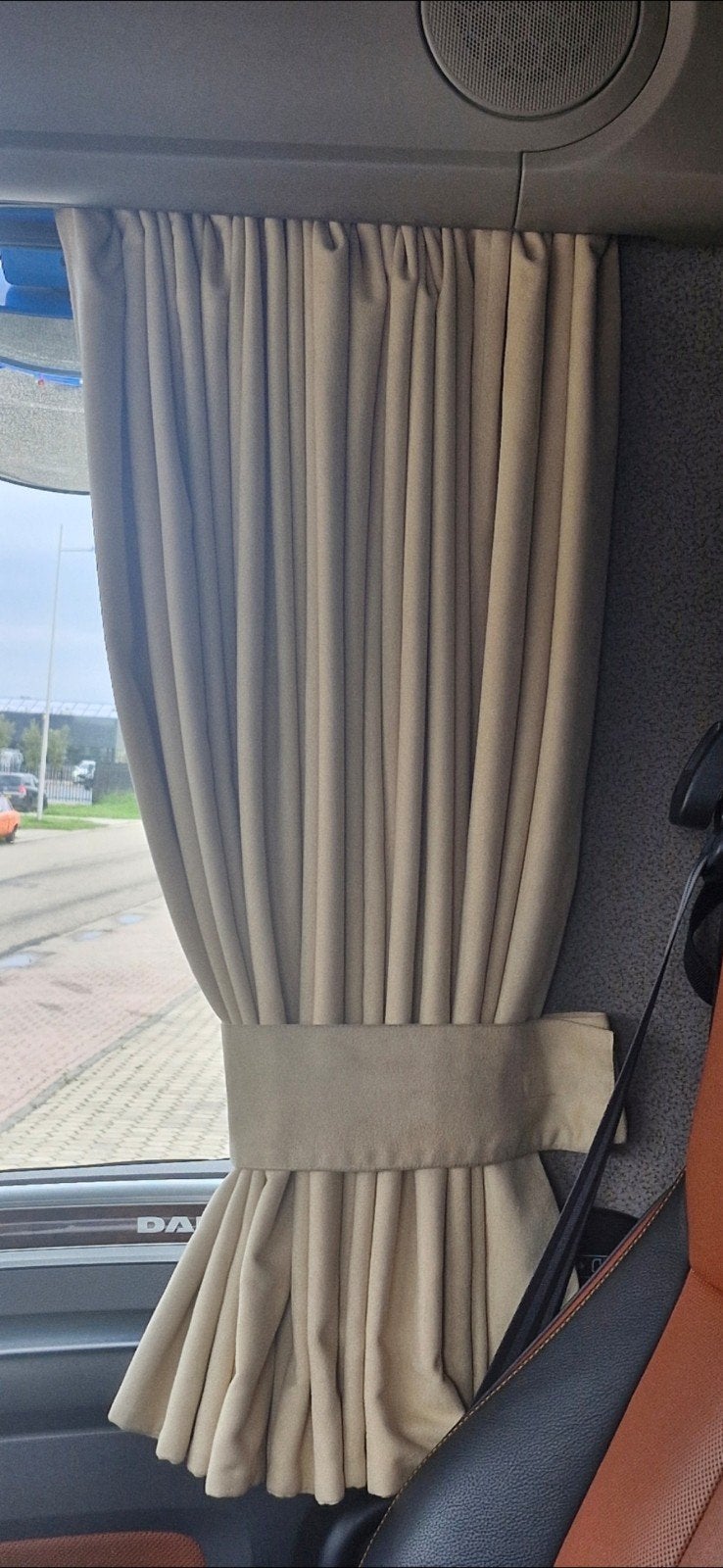 Gordijnen set voor vrachtwagen - Beige/Bruin, Auto-onderdelen, Ophalen of Verzenden, Gebruikt, DAF, Interieur en Bekleding