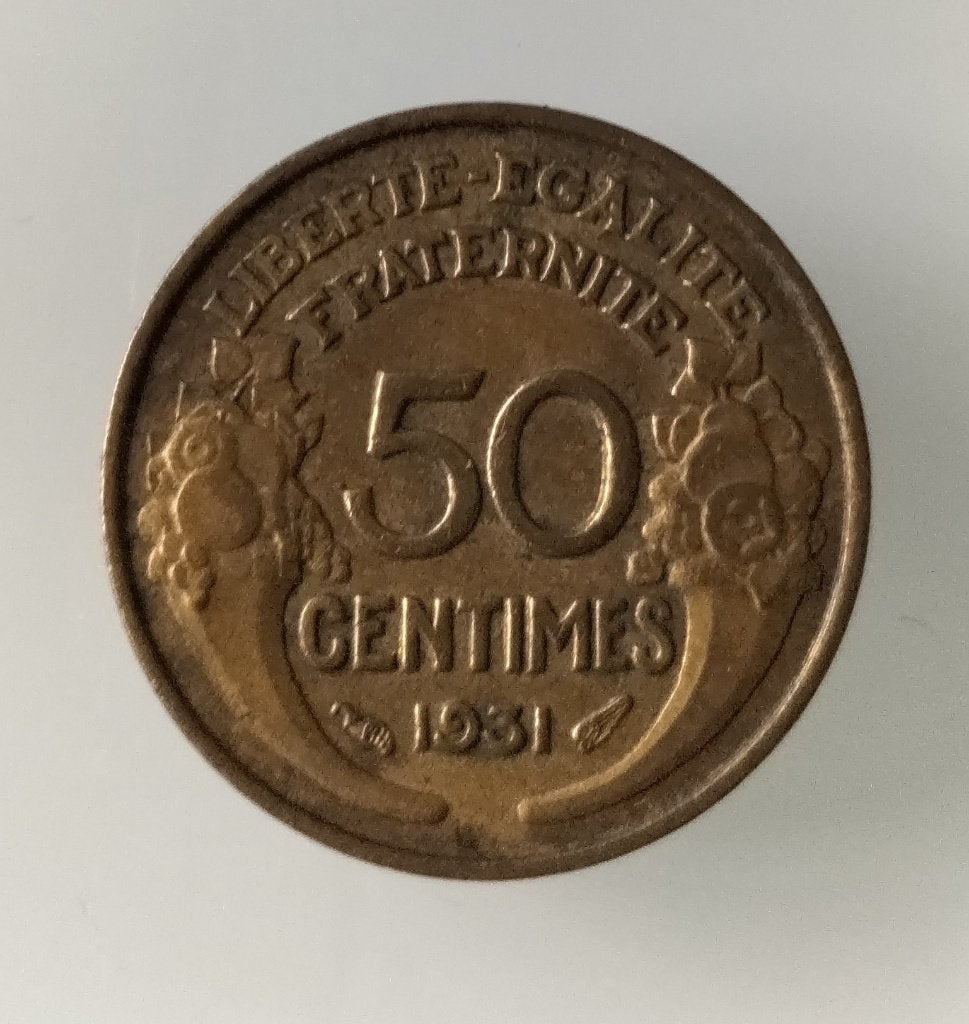 France 50 Centimes 1933, Ophalen of Verzenden, Frankrijk, Losse munt
