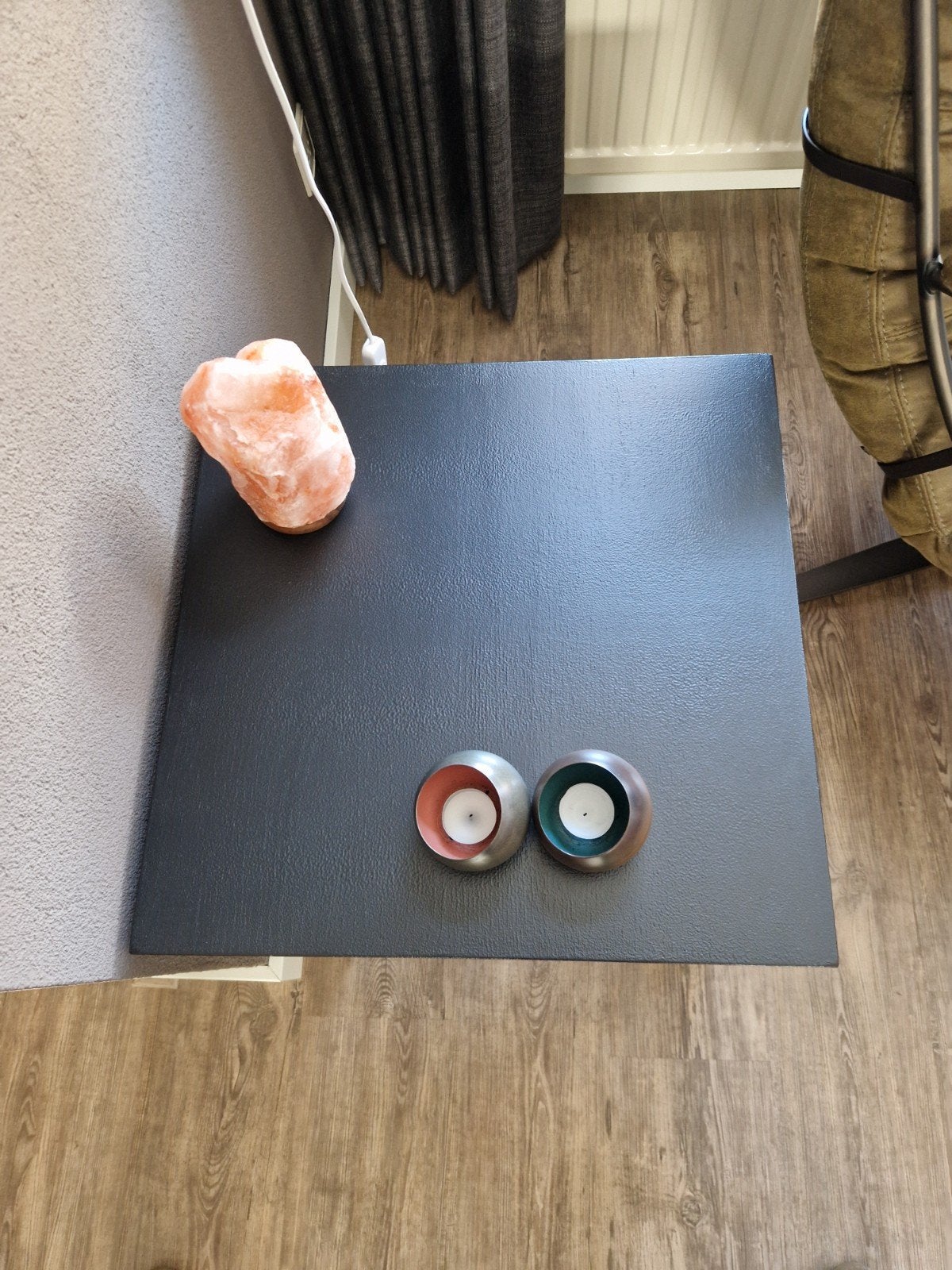 Hoektafel  zwart eiken, Huis en Inrichting, Tafels | Salontafels, Ophalen, 50 tot 100 cm, Zo goed als nieuw, Modern