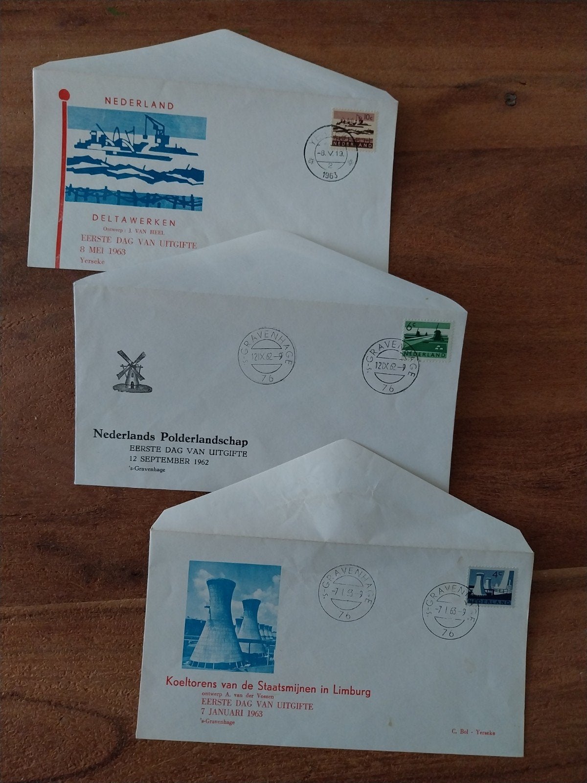 3 afwijkende Nederlandse FDC's Blanco 1962/63., Ophalen of Verzenden, Nederland