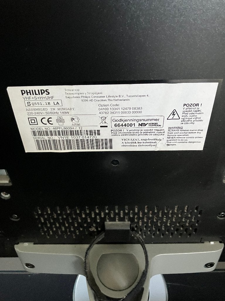 Philips 46 inch Televisie, Ophalen, Philips, 50 Hz, 100 cm of meer
